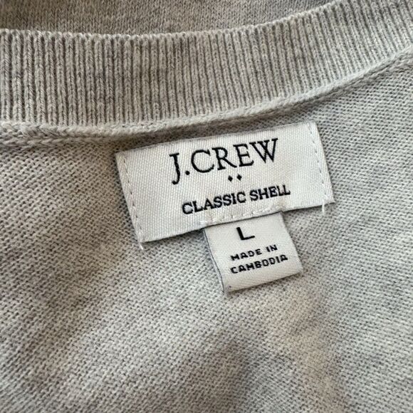 J.Crew Beige Cream Classic Sweater Shell Crew 100% Cotton Knit Size Large - Picture 3 of 6